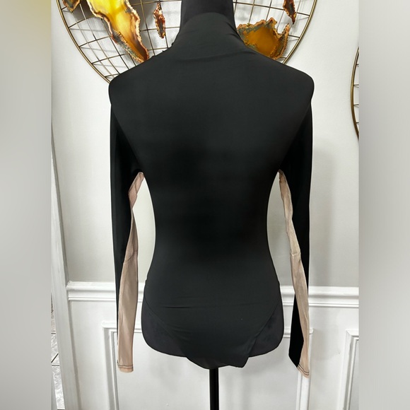 Black & Shear Mesh Body Suit w/ Long Sleeves - Picture 4 of 5